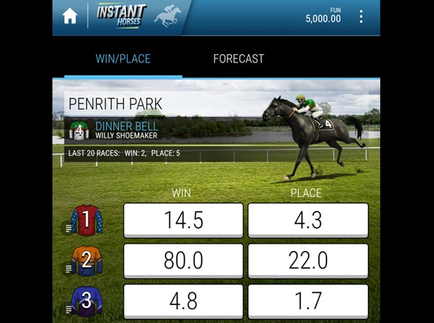 Instant Virtual Horses mobile virtual sports game screenshot image