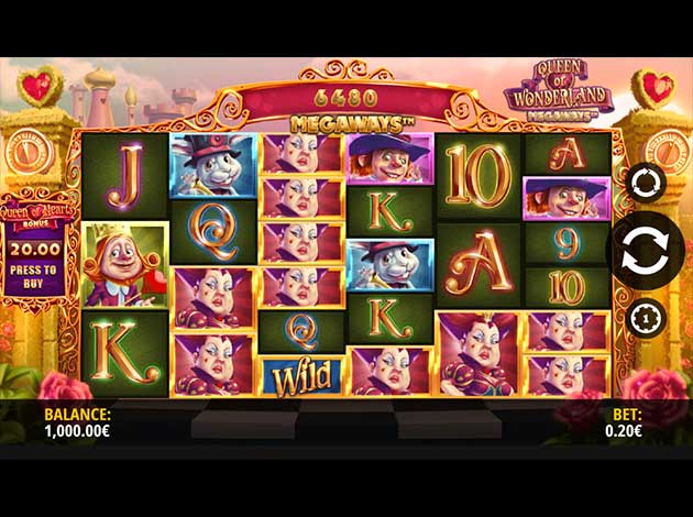 iSoftBet Queen of Wonderland Megaways mobile slot game screenshot image