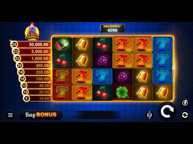 Kalamba Games 9 Blazing Cashpots Megaways Mobile Slot Game Screenshot Image