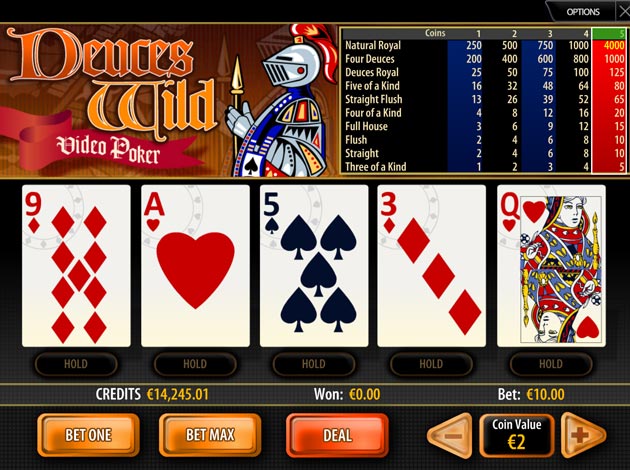 Deuces Wild Video Poker mobile table game screenshot image