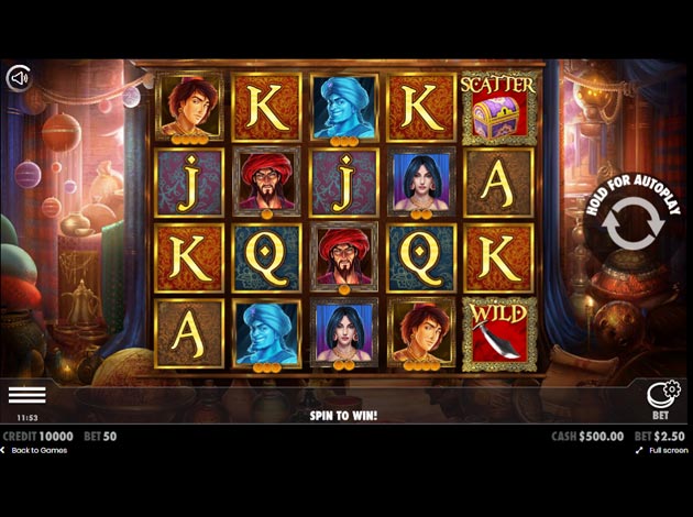 Aladdin's Treasure mobile slot game screenshot image
