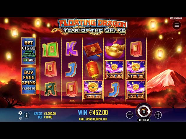 Floating Dragon - Year of the Snake Mobile Slot Game Screenshot Image