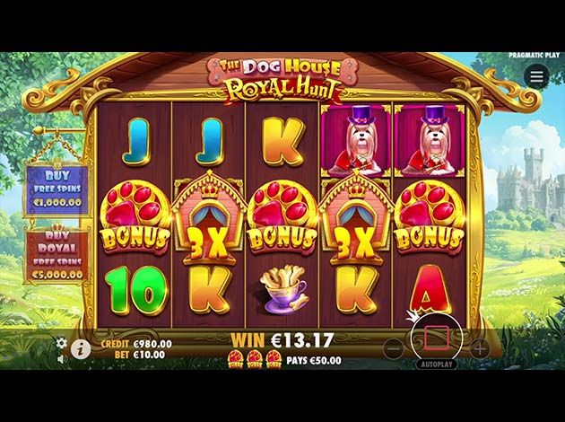 The Dog House - Royal Hunt Mobile Slot Game Screenshot Image