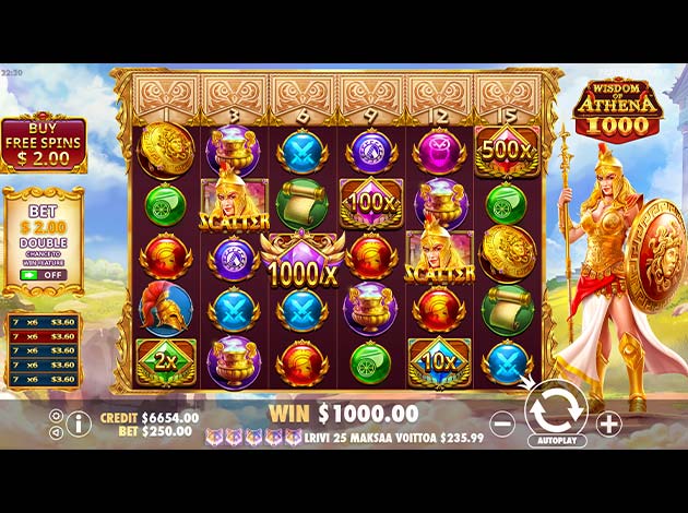 Wisdom of Athena 1000 Mobile Slot Game Screenshot Image