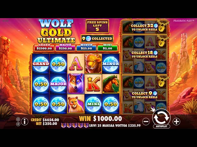 Wolf Gold Ultimate Mobile Slot Game Screenshot Image
