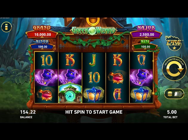 Fire Blaze Classics: Green Wizard Mobile Slot Game Screenshot Image